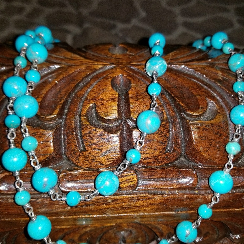 Estate Necklace Toggle clasp Turquoise
